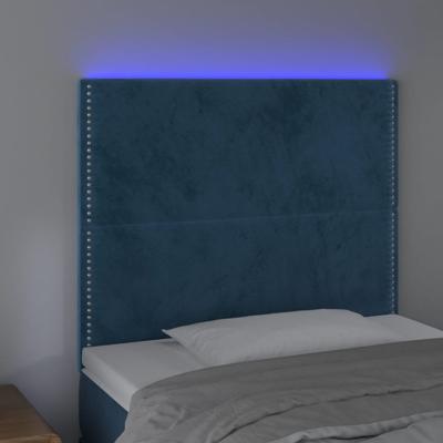 Hoofdbord LED 90x5x118/128 cm fluweel donkerblauw - thumbnail