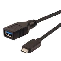ROLINE USB 3.2 Gen 1 Type C kabel, C-A, M/F, OTG, zwart, zwart, 0,15 m - thumbnail