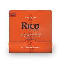 D&apos;Addario Woodwinds RCA0120-B25 Rico Bb klarinetriet, 2.0, 25-Count Single Reeds, Unfiled - thumbnail