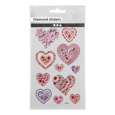 Creativ Company Diamond stickers, harten, vel 10x16 cm, 1 vel
