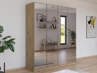 Kledingkast REFOLACHI 4 deuren artisan eik met spiegel - thumbnail