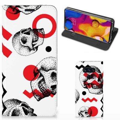 Mobiel BookCase LG V40 Thinq Skull Red Mobiel BookCase LG V40 Thinq Skull Red
