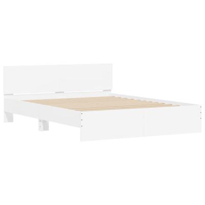 Bedframe met hoofdeinde en LED-verlichting wit 160x200 cm