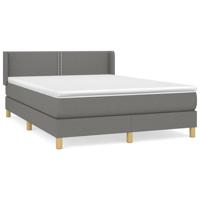 Boxspring met matras stof donkergrijs 140x200 cm - thumbnail