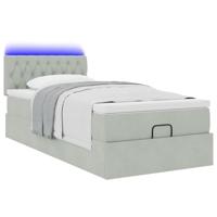 Ottoman bed met matras en LED's 80x200cm fluweel lichtgrijs - thumbnail