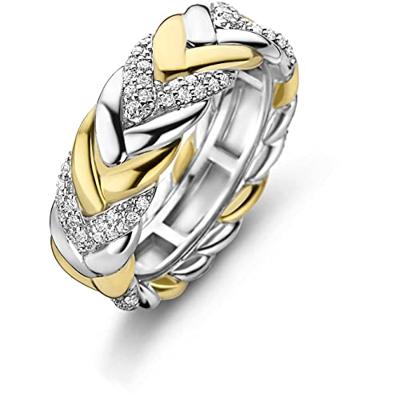 TI SENTO-Milano 12264ZY Ring zilver-zirconia goud-en zilverkleurig-wit 7 mm