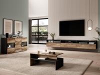 Complete woonkamer BABEL II 5 deuren 3 lades walnoot/grijze eik - thumbnail