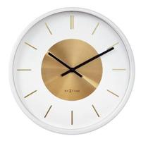 Nextime Wandklok Retro II 25cm Wit/Goud - thumbnail