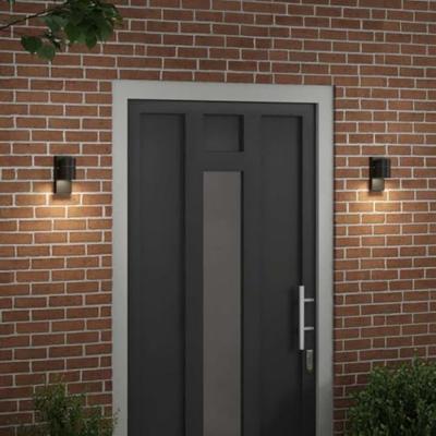 VidaXL Buiten wandlamp 2 pcs zwart 6,5 x 10,5 x 16 cm rvs en glas