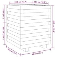 Plantenbak 40x40x49,5 cm massief grenenhout wit - thumbnail