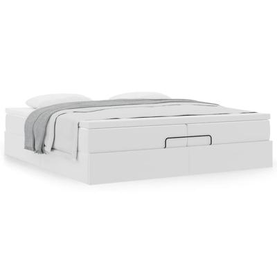 Ottoman bed met matrassen 200x200cm kunstleer wit