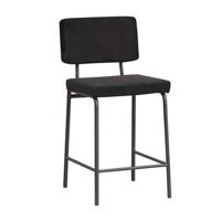 Bronx71 Velvet barkruk Espen zwart 64-77 cm - Barkrukken set van 2 - thumbnail