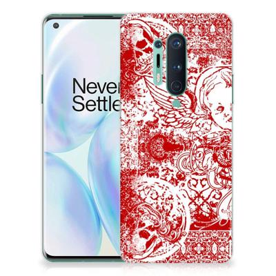 Silicone Back Case OnePlus 8 Pro Angel Skull Rood Silicone Back Case OnePlus 8 Pro Angel Skull Rood