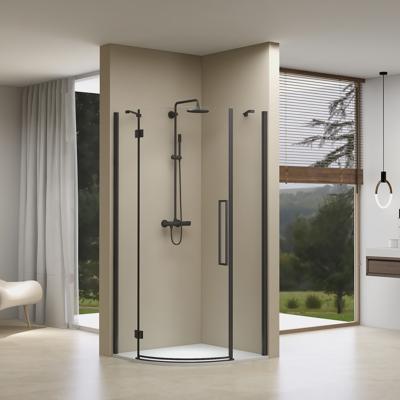 Douchecabine Van Rijn ST05 Kwartrond Aluminium 90x200 cm 8 mm Helder Glas Zwart van Rijn