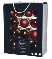 Decoris kerstballen glas 5-6-7cm ossenbloed 26st - thumbnail