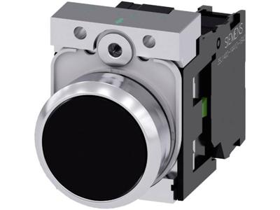 Siemens 3SU11500AB101BA0 3SU1150-0AB10-1BA0 Druktoets Metalen frontring, Hoogglans, Bedieningsknop vlak Zwart 1 stuk(s)