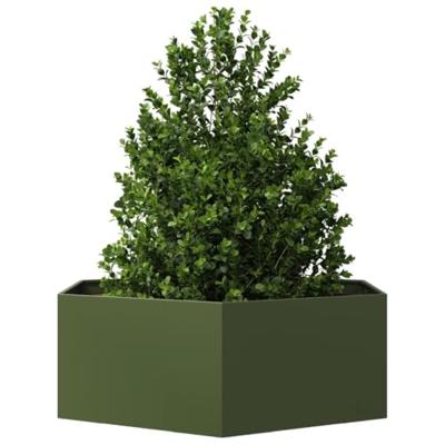 Plantenbak zeshoek 138x120x45 cm staal olijfgroen Plantenbak zeshoek 138x120x45 cm staal olijfgroen