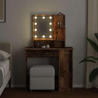 Kaptafel met LED-verlichting 86,5x35x136 cm oud houtkleurig - thumbnail