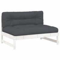 2-delige Loungeset met kussens massief hout wit - thumbnail