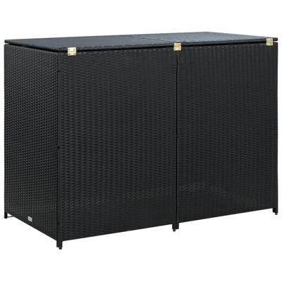 VidaXL Containerberging dubbel 148x80x111 cm poly rattan zwart