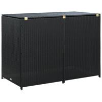 VidaXL Containerberging dubbel 148x80x111 cm poly rattan zwart - thumbnail