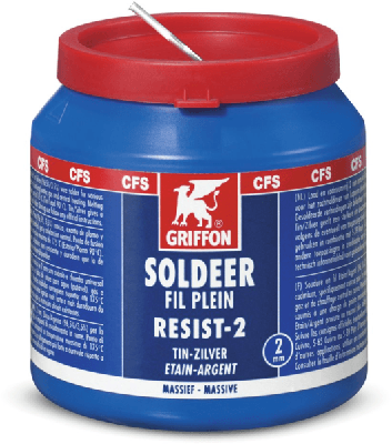 Griffon Resist-2® Draadsoldeer Tin/Zilver 97/3 Massief | Ø 2.0 mm Pot | 500 g - 1236290 Griffon Resist-2® Draadsoldeer Tin/Zilver 97/3 Massief | Ø 2.0 mm Pot | 500 g - 1236290
