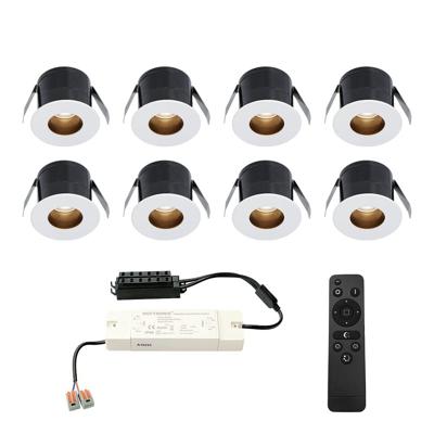 Set van 8 Olivia LED Mini Inbouwspots met Trafo - 12 Volt 3 Watt 150 lumen - Dimbaar - Verzonken - Plat 36mm - 2700K - IP44 waterdicht - Wit - Veranda Spotjes - Overkapping Spotjes