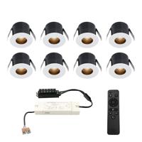 Set van 8 Olivia LED Mini Inbouwspots met Trafo - 12 Volt 3 Watt 150 lumen - Dimbaar - Verzonken - Plat 36mm - 2700K - IP44 waterdicht - Wit - Veranda Spotjes - Overkapping Spotjes - thumbnail