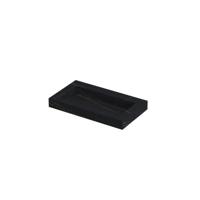 INK Pitch Wastafel Keramische Slab Bak met Drain en Front en Side Skirts Zonder Kraangat - 800x450x90 mm - Lauren Black Mat - thumbnail
