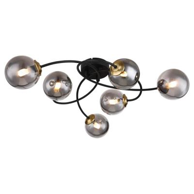 Globo Zwarte plafondlampJorge bol smoke glas 6-lichts - 56136-6D