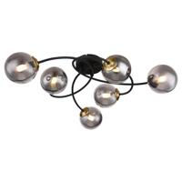 Globo Zwarte plafondlampJorge bol smoke glas 6-lichts - 56136-6D - thumbnail