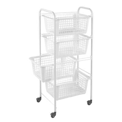 Metaltex Opbergrek met Wielen + 4 Manden 83x38x30 cm Wit
