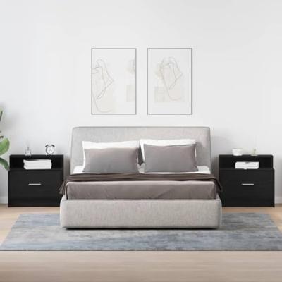 Nachtkastjes 2 st met lade 51x31x47 cm zwart eikenkleurig Nachtkastjes 2 st met lade 51x31x47 cm zwart eikenkleurig