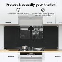 VidaXL Keuken achterwand 2 pcs zwart 70 x 60 cm gehard glas - thumbnail