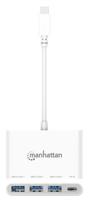 Manhattan 168434 USB 3.1 Gen 1-hub Met USB-C stekker Wit - thumbnail