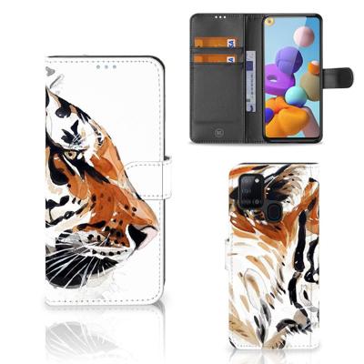 Hoesje Samsung Galaxy A21s Watercolor Tiger