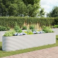 Plantenbak verhoogd 400x80x81 cm gegalvaniseerd staal zilver - thumbnail
