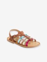 Leren sandalen met gespen voor meisjes camel - thumbnail