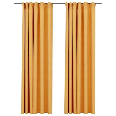 VidaXL Gordijnen linnen-look verduisterend haken 2 st 140x245 cm geel VidaXL Gordijnen linnen-look verduisterend haken 2 st 140x245 cm geel