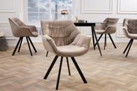 Design stoel THE DUTCH COMFORT champagne grijs fluweel retro stijl met armleuningen - 38596 - thumbnail