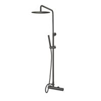 Opbouw Regendoucheset Qisani Flow Thermostatisch Geborsteld Gun Metal - thumbnail