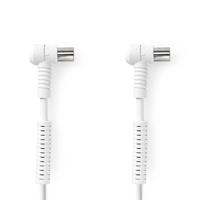 Nedis Coaxkabel | IEC (Coax) Male | IEC (Coax) Female | Vernikkeld | 120 dB | 75 Ohm | Viervoudig Afgeschermd | 3.00 m | Rond | PVC | Wit | Label - - thumbnail