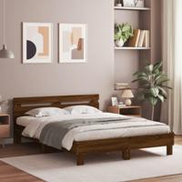 Bedframe met hoofdeinde en LED bruin eikenkleur 140x200 cm - thumbnail