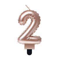 Folie Ballon Kaarsje Cijfer &apos;2&apos; Rose Goud - thumbnail