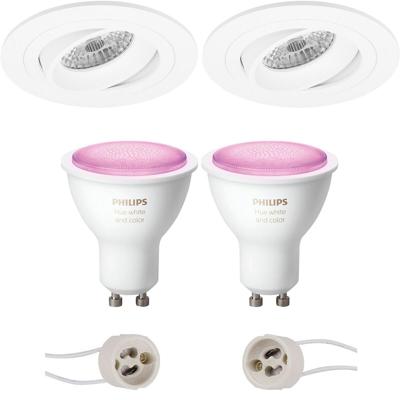 Philips Hue LED Spot Set GU10 - Mat Wit Inbouw. Kantelbaar. Bluetooth