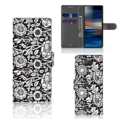 Sony Xperia 10 Hoesje Black Flowers Sony Xperia 10 Hoesje Black Flowers