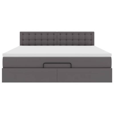 Ottoman bed met matrassen en LED's 90x190cm kunstleer grijs