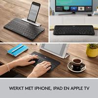 Logitech Keys-To-Go Draadloos Bluetooth Keyboard voor iPhone, iPad, Smartphone, Tablet, Windows, Apple TV, Ultra-Dun, Ultra-Licht, Sneltoetsen, QWERTY UK Layout - Zwart - thumbnail