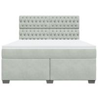 Boxspring met matras fluweel lichtgrijs 200x200 cm - thumbnail