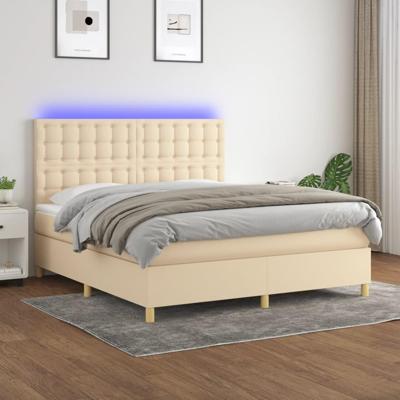 Boxspring met matras en LED stof crèmekleurig 160x200 cm